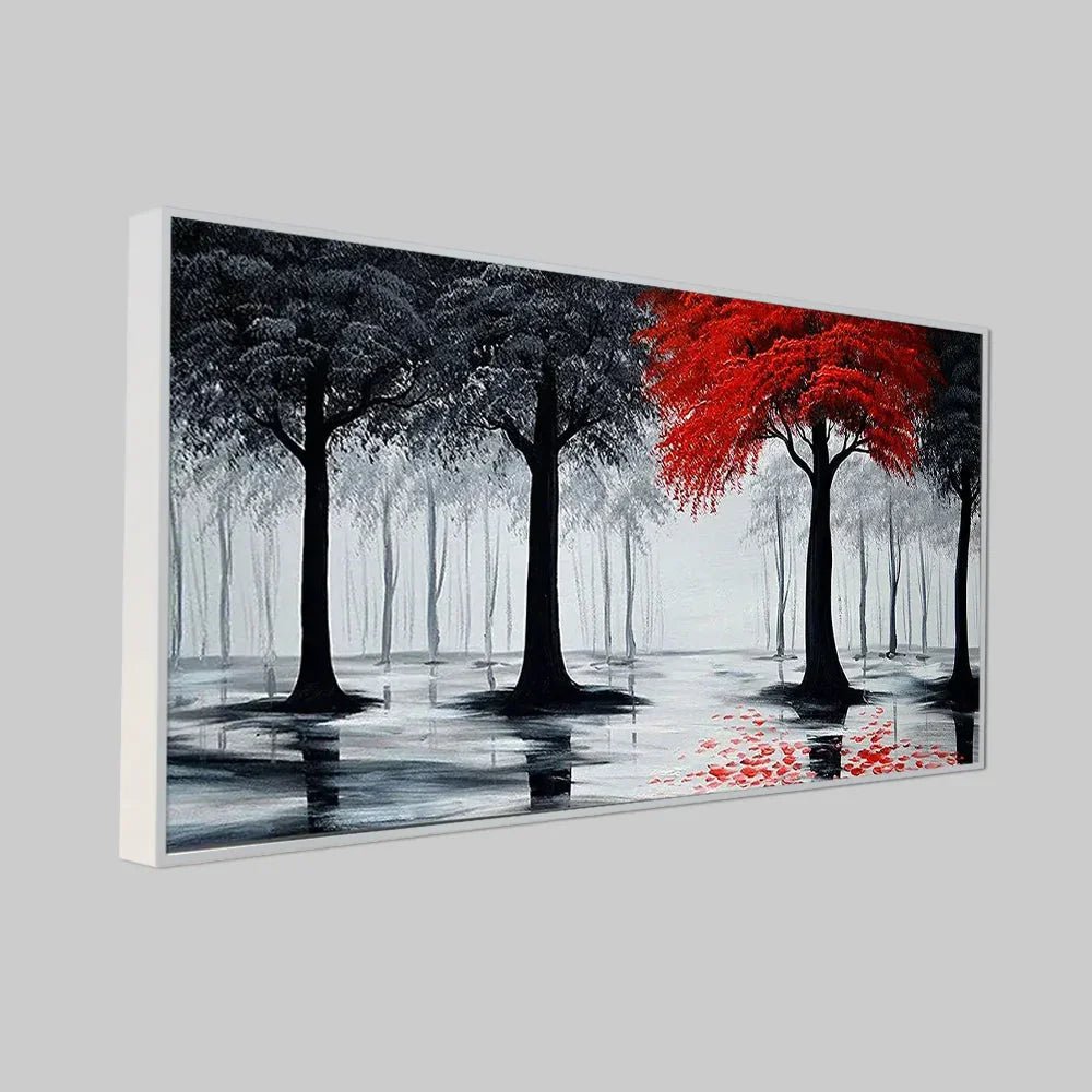 Woodland Red & Black Canvas Panoramic Wall Painting - All India Decor