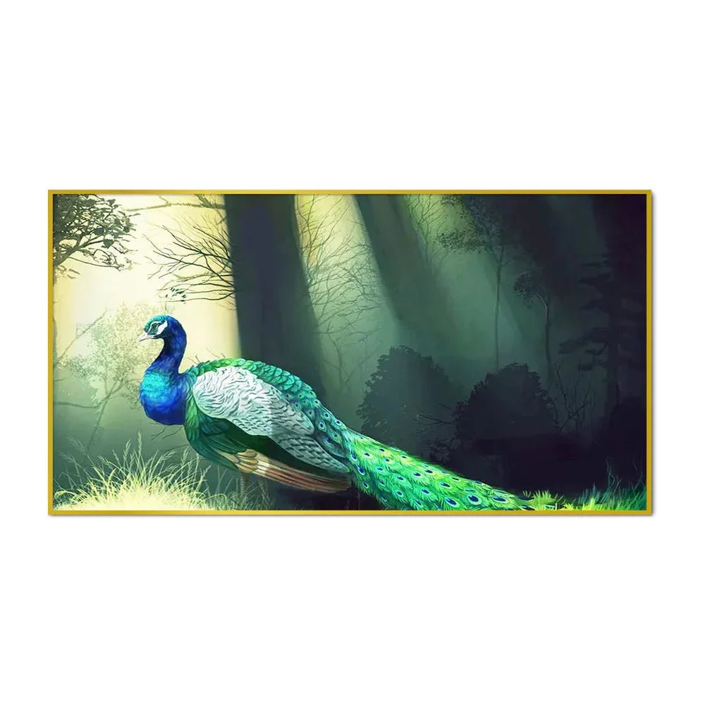 Peacock in Forest Canvas Painting - All India Decor