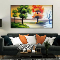 Beautiful Nature Scenery Canvas Wall Painting Big Panoramic - All India Decor