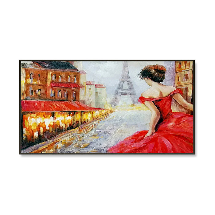 Beautiful Girl in Red Dress Canvas Painting