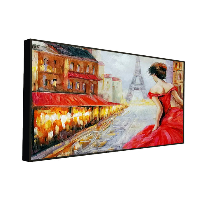 Beautiful Girl in Red Dress Canvas Painting