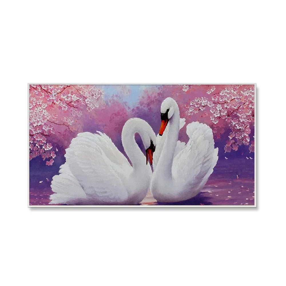 Romantic Couple of Swans Canvas Wall Painting & Wall Art - All India Decor