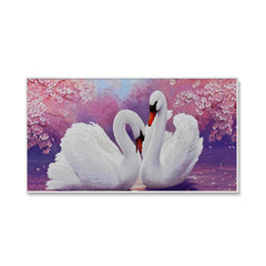 Romantic Couple of Swans Canvas Wall Painting & Wall Art - All India Decor