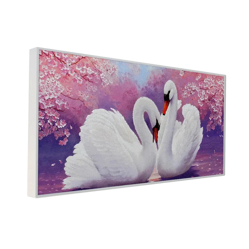 Romantic Couple of Swans Canvas Wall Painting & Wall Art - All India Decor