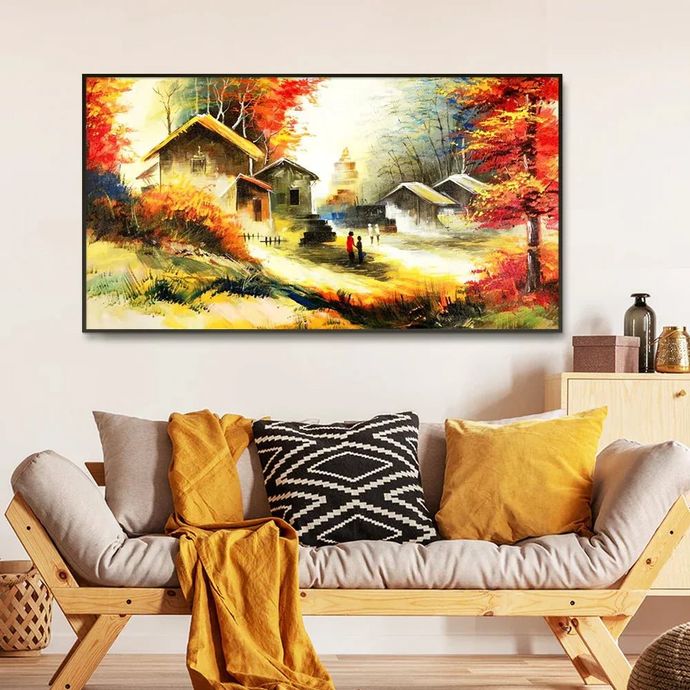 Outhouse In Forest Scenery Canvas Painting - All India Decor