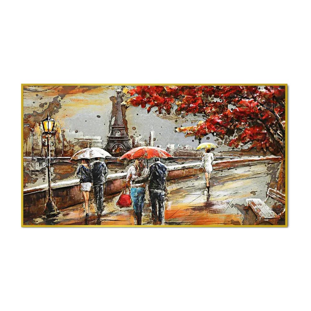 Romantic Couple in Paris Canvas Art Wall Painting - All India Decor