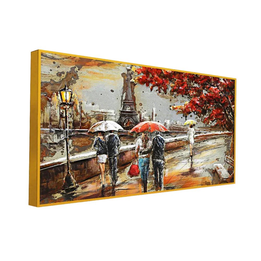 Romantic Couple in Paris Canvas Art Wall Painting - All India Decor