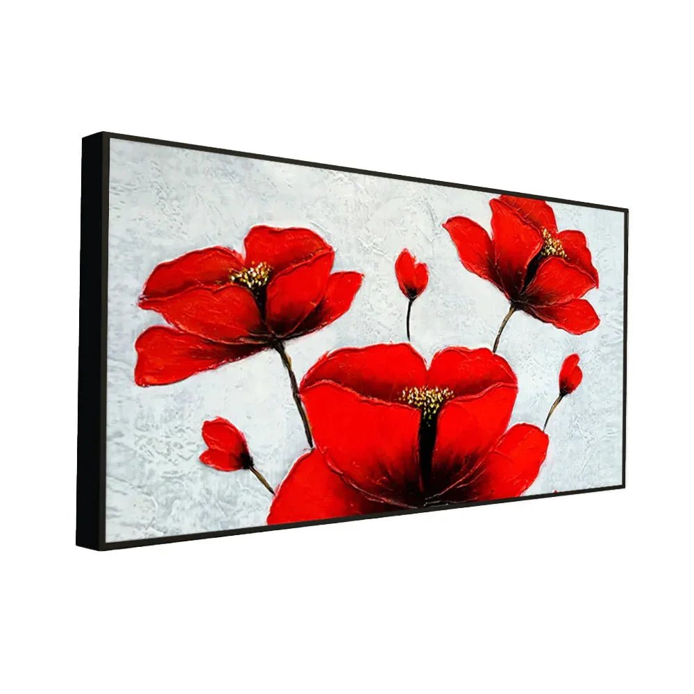 Beautiful Red Flower Wide Format Canvas Print Wall Painting - All India Decor