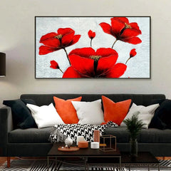 Beautiful Red Flower Wide Format Canvas Print Wall Painting - All India Decor