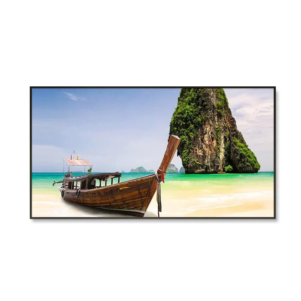 House Boat and Lake Scenery Canvas Painting - All India Decor