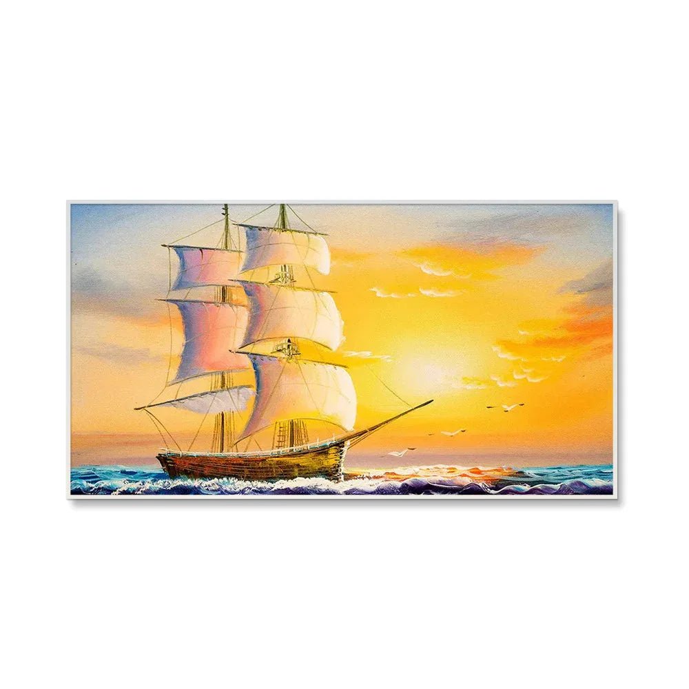 Beautiful Ship in the Sea Scenery Canvas Wall Painting - All India Decor