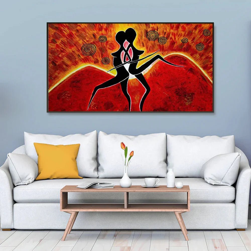 Beautiful Large Dancing Girls Modern Art Canvas Printed Painting - All India Decor