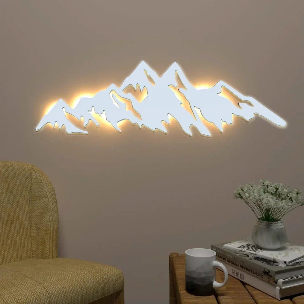 Himalayan Mountain Backlit Wall Art / Night Light, Walnut Finish - All India Decor