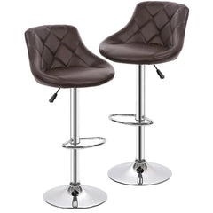 Easy Back Rest Coral Brown Comfy Leatherette Bar Stool / Long Chair - All India Decor