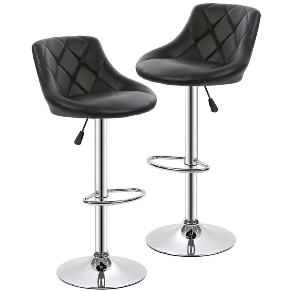 Easy Back Rest Coral Black Comfy Leatherette Bar Stool / Long Chair - All India Decor