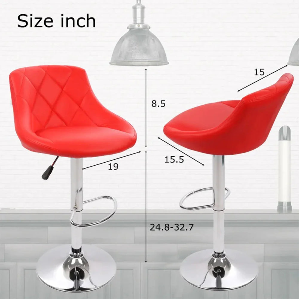 Easy Back Rest Coral Red Comfy Leatherette Bar Stool / Long Chair - All India Decor