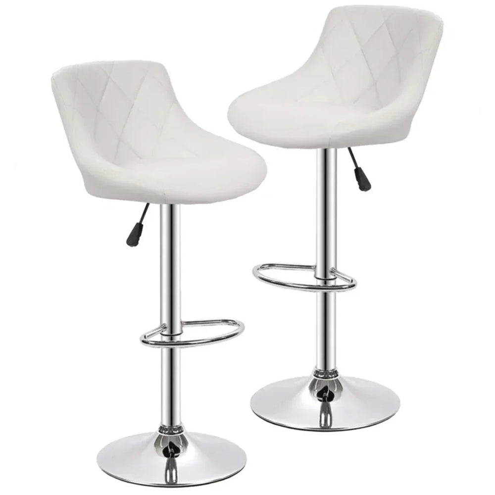 Easy Back Rest White Comfy Leatherette Bar Stool / Long Chair - All India Decor
