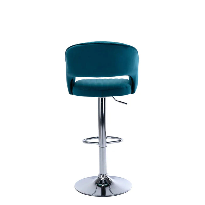 Emerald Plush Feel Velvet Adjustable Bar Stool