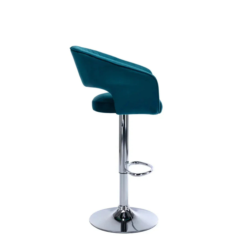 Emerald Plush Feel Velvet Adjustable Bar Stool - All India Decor