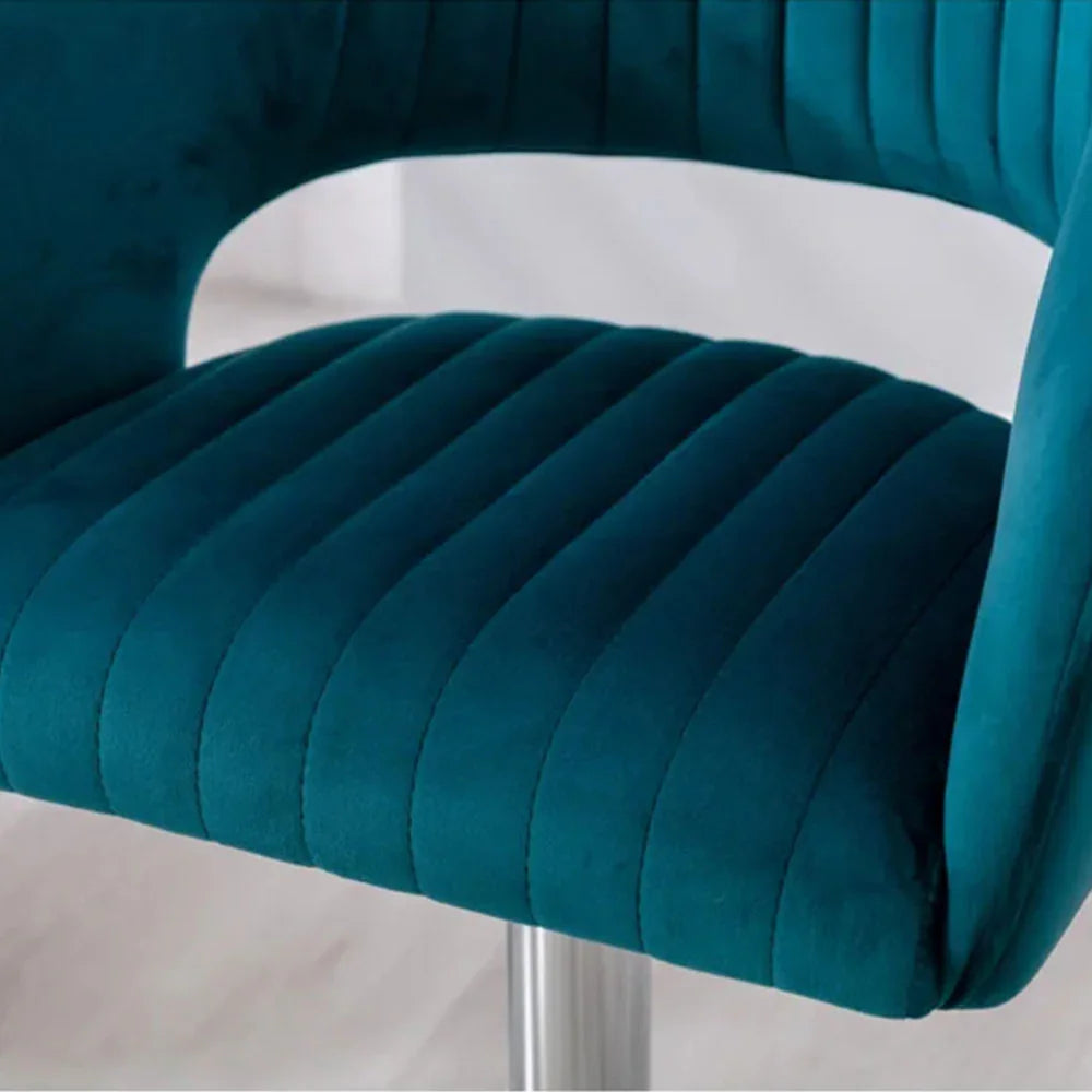 Emerald Plush Feel Velvet Adjustable Bar Stool - All India Decor