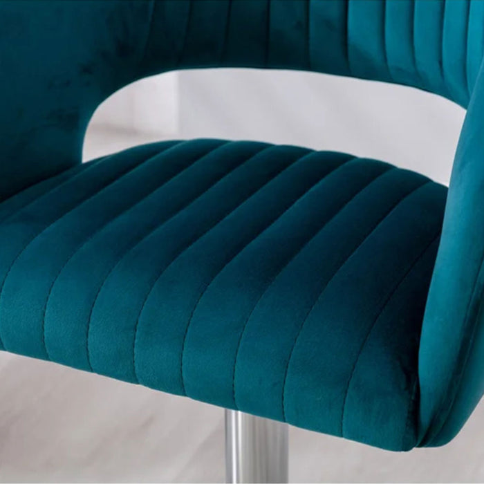 Emerald Plush Feel Velvet Adjustable Bar Stool