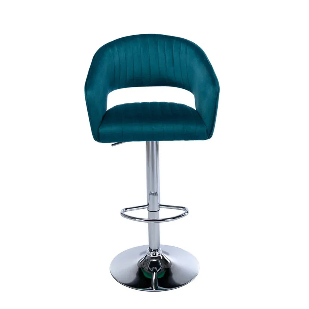 Emerald Plush Feel Velvet Adjustable Bar Stool - All India Decor