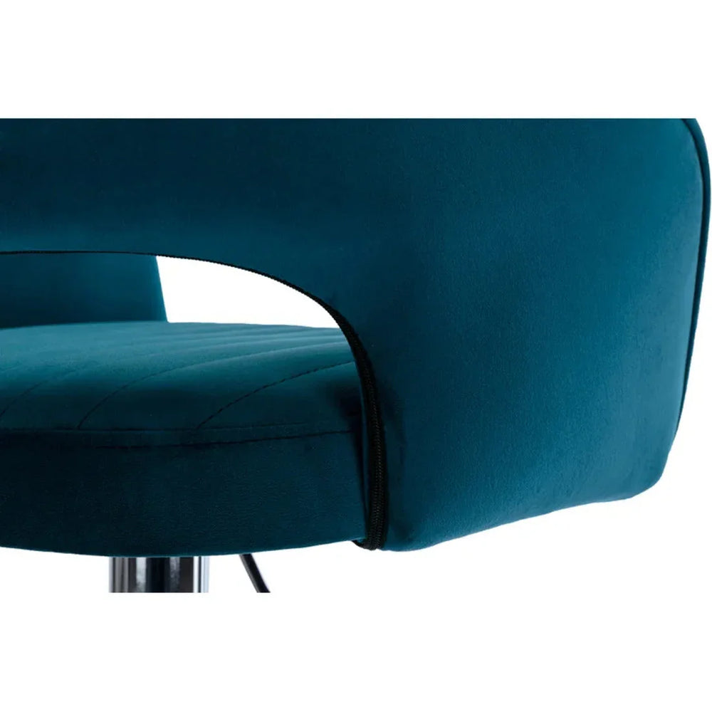 Emerald Plush Feel Velvet Adjustable Bar Stool - All India Decor