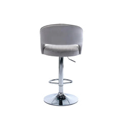 Grey Plush Feel Velvet Adjustable Bar Stool / Long Chair - All India Decor