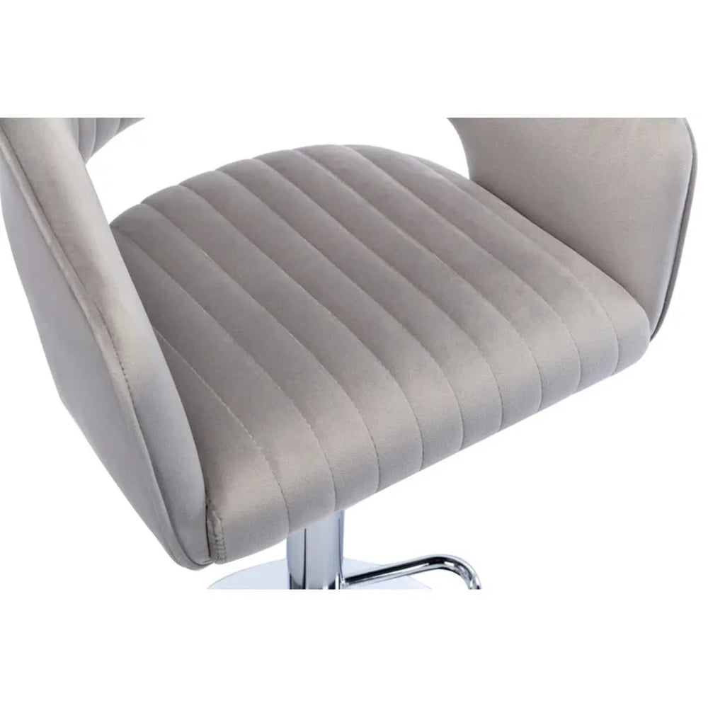 Grey Plush Feel Velvet Adjustable Bar Stool / Long Chair - All India Decor