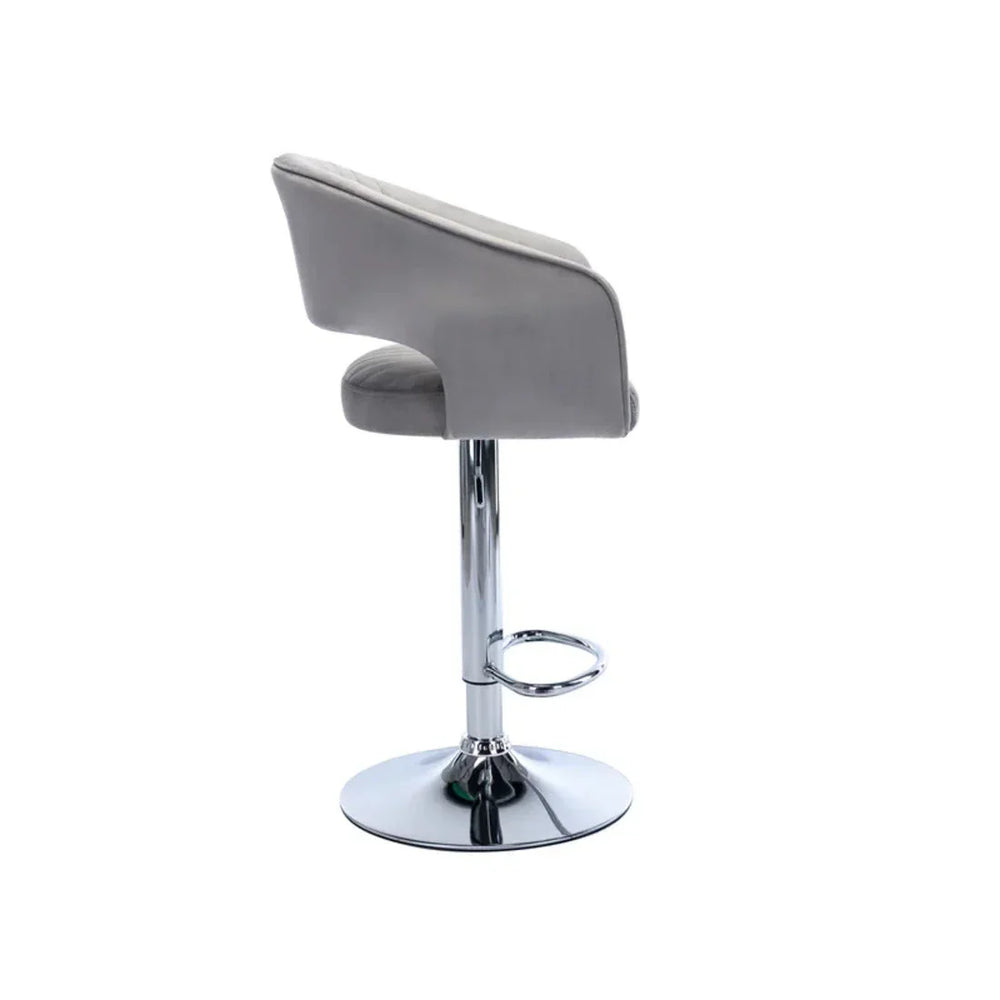 Grey Plush Feel Velvet Adjustable Bar Stool / Long Chair - All India Decor
