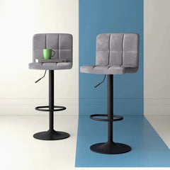 Grey Plush Feel Velvet Counter Bar Chair / Long Chair - All India Decor