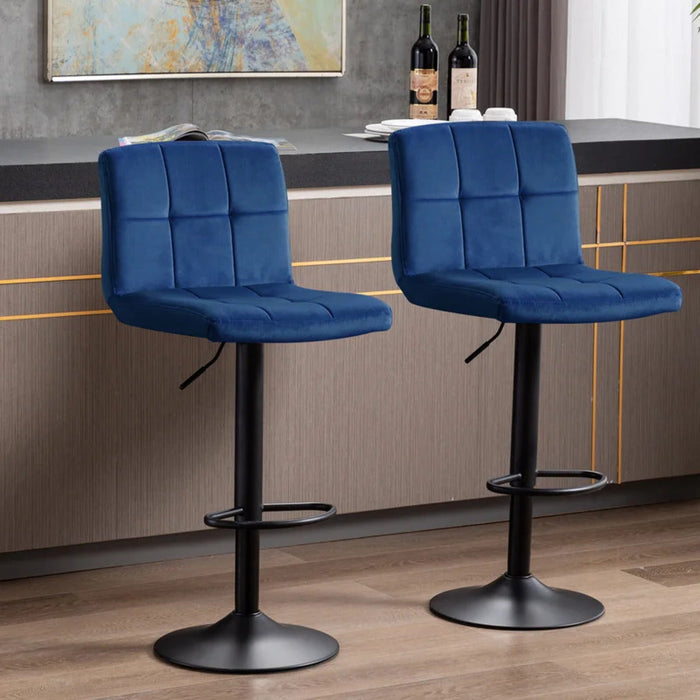 Royal Blue Plush Feel Velvet Counter Bar Chair / Long Chair