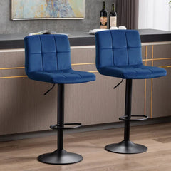 Royal Blue Plush Feel Velvet Counter Bar Chair / Long Chair - All India Decor
