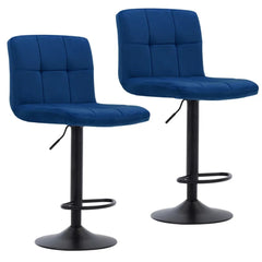 Royal Blue Plush Feel Velvet Counter Bar Chair / Long Chair - All India Decor
