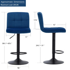 Royal Blue Plush Feel Velvet Counter Bar Chair / Long Chair - All India Decor