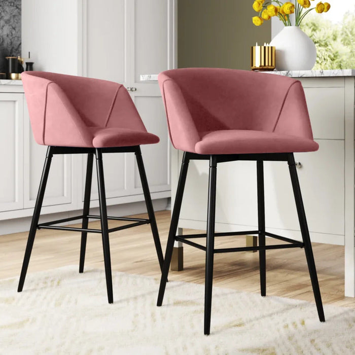 Luxurious Comfy Pink Velvet Counter Bar Chair / Long Chair