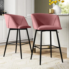 Luxurious Comfy Pink Velvet Counter Bar Chair / Long Chair - All India Decor