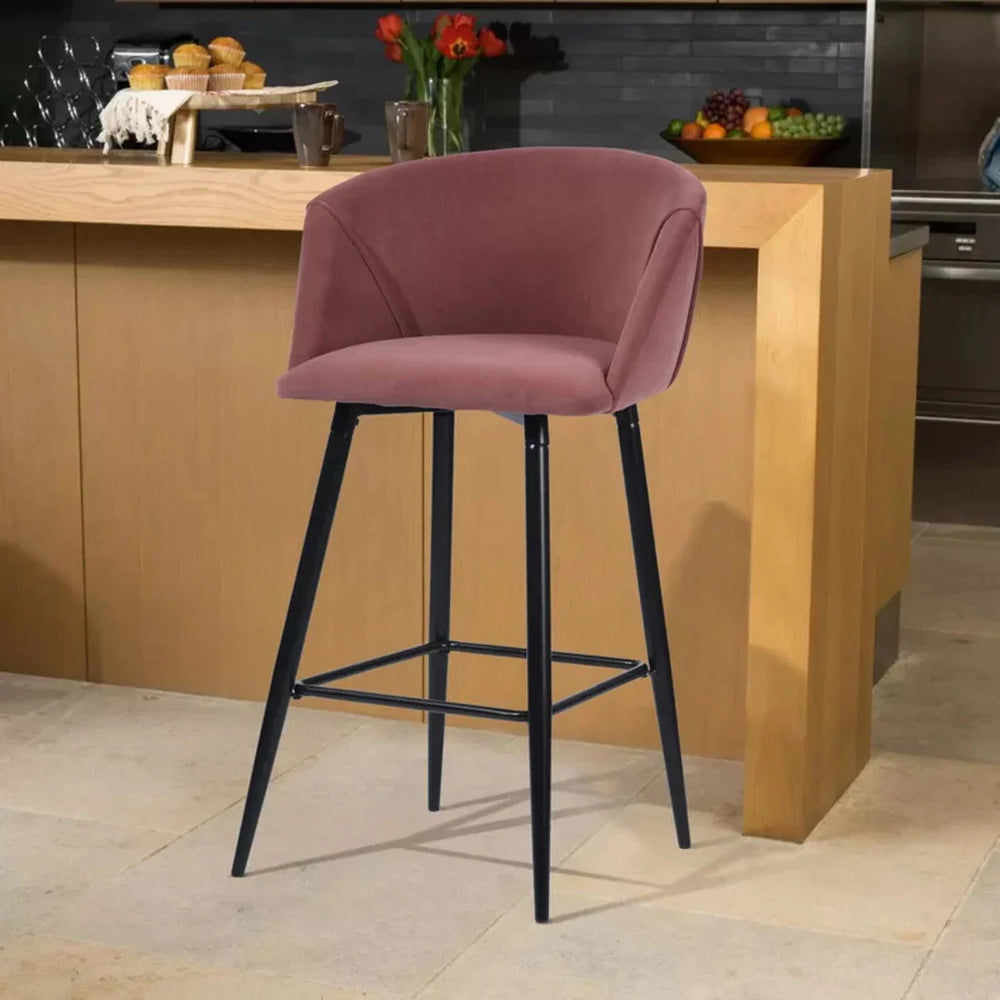 Luxurious Comfy Pink Velvet Counter Bar Chair / Long Chair - All India Decor