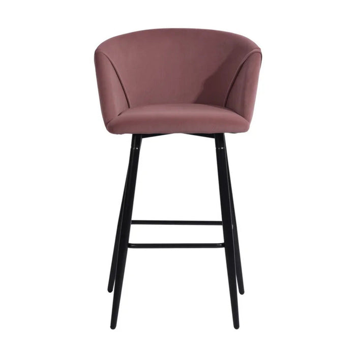 Luxurious Comfy Pink Velvet Counter Bar Chair / Long Chair