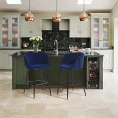 Luxurious Comfy Blue Velvet Counter Bar Chair / Long Chair - All India Decor