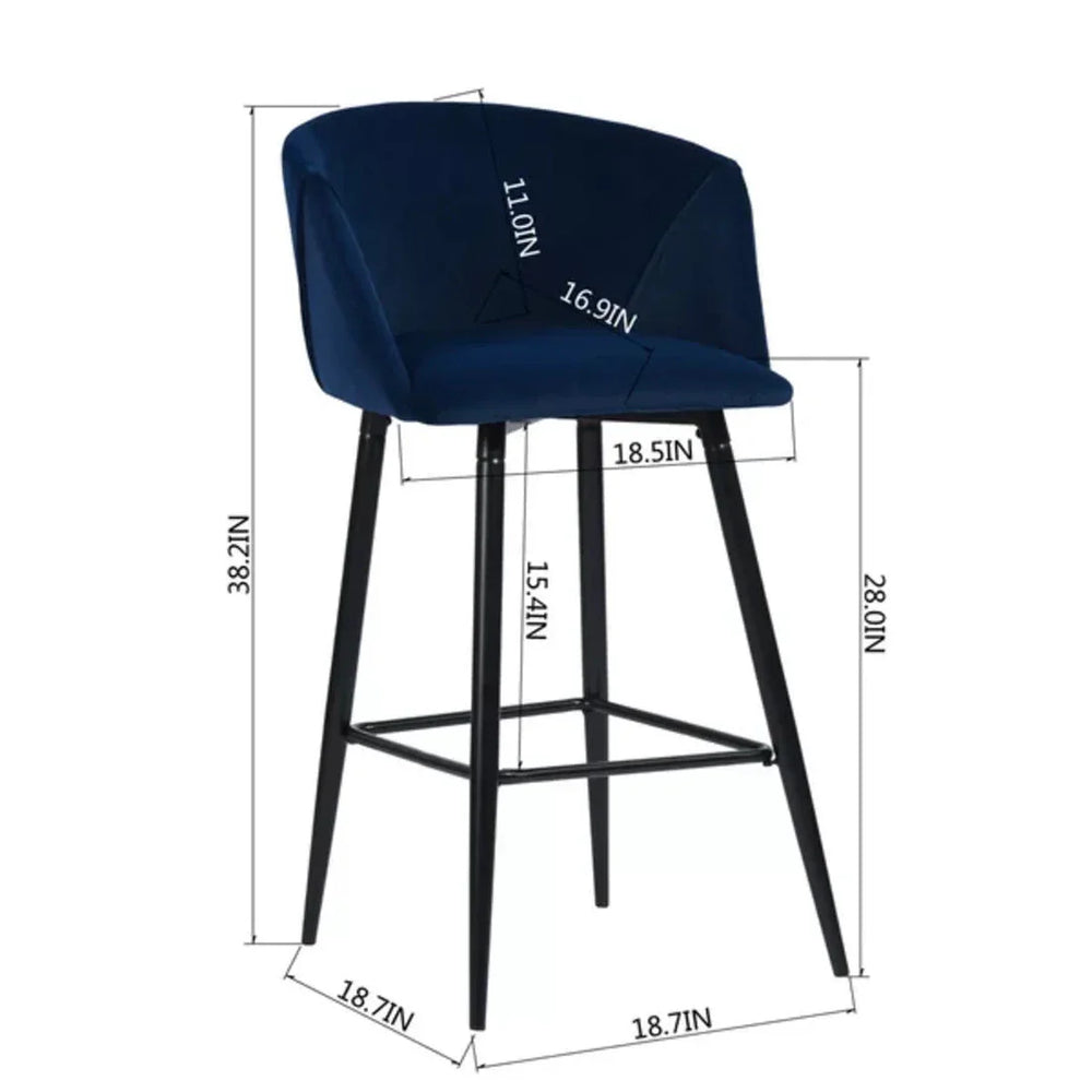 Luxurious Comfy Blue Velvet Counter Bar Chair / Long Chair - All India Decor