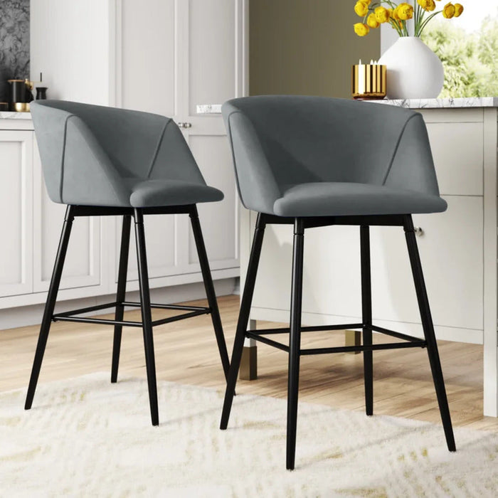 Luxurious Comfy Grey Velvet Counter Bar Chair / Long Chair