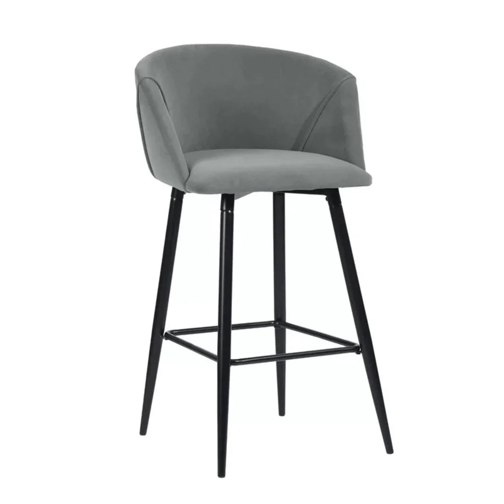 Luxurious Comfy Grey Velvet Counter Bar Chair / Long Chair - All India Decor