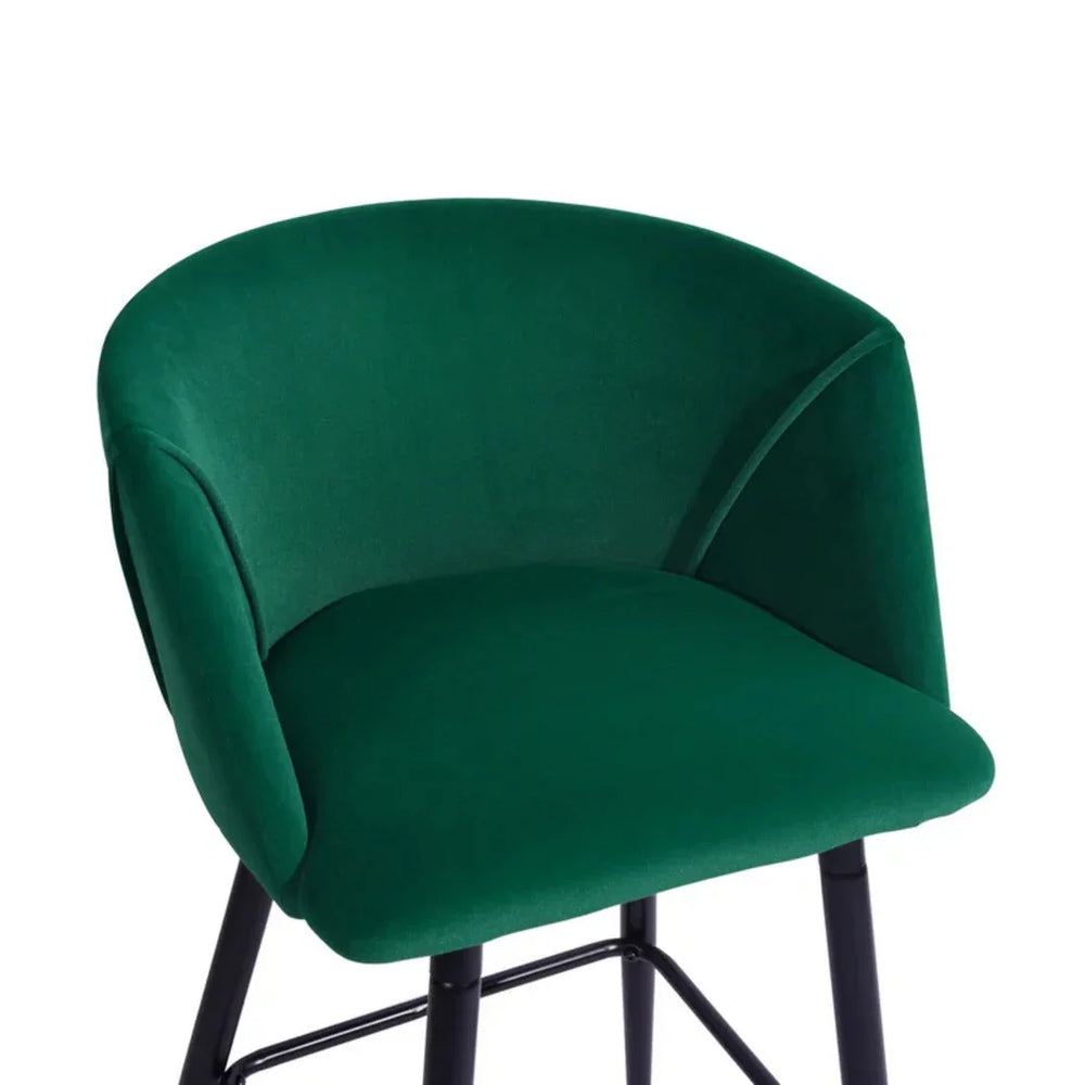 Luxurious Comfy Green Velvet Bar Chair / Long Chair - All India Decor