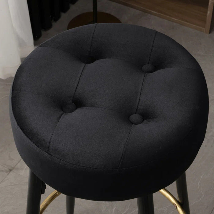 Plush Comfy Velvet Black Bar Stool / High Stool