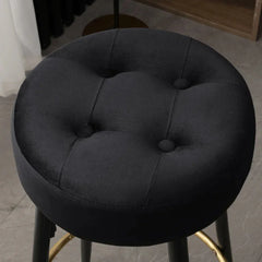 Plush Comfy Velvet Black Bar Stool / High Stool - All India Decor