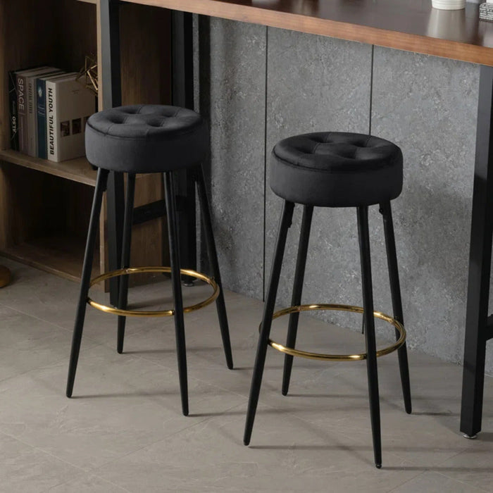 Plush Comfy Velvet Black Bar Stool / High Stool