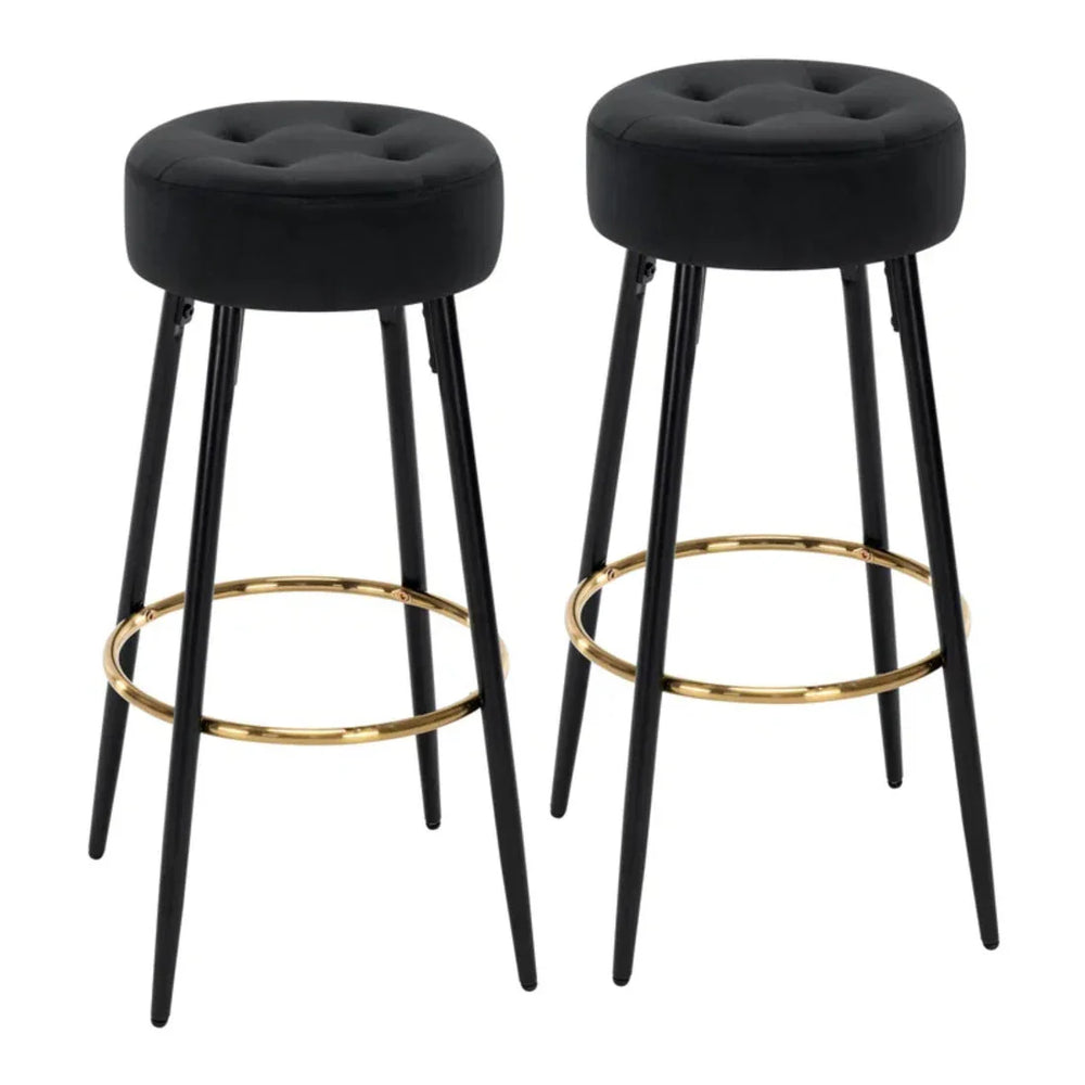 Plush Comfy Velvet Black Bar Stool / High Stool - All India Decor