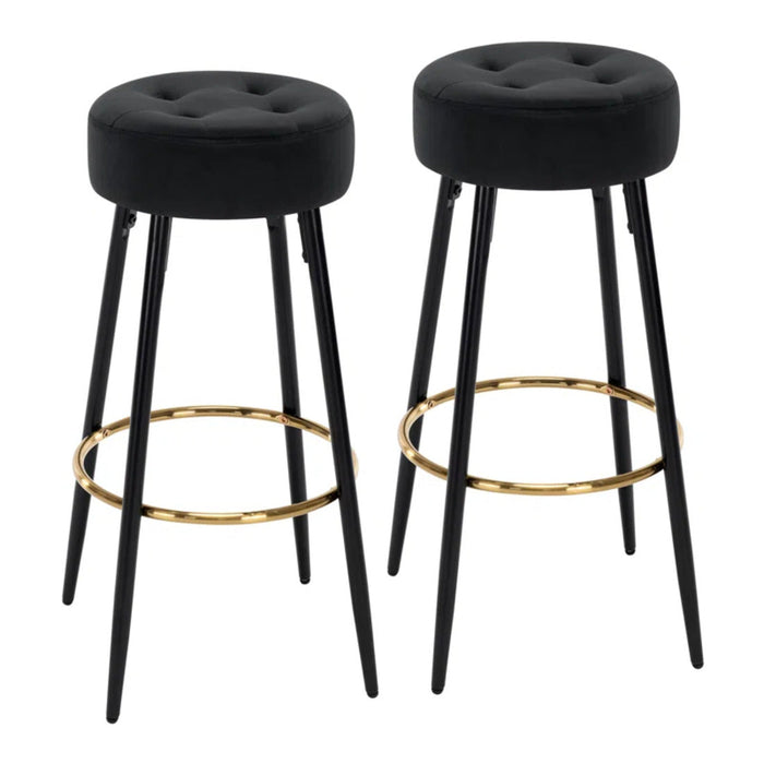 Plush Comfy Velvet Black Bar Stool / High Stool