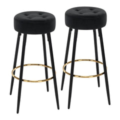 Plush Comfy Velvet Black Bar Stool / High Stool - All India Decor